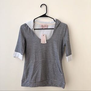 Anthropologie - Philosophy Black & White Striped Hoodie